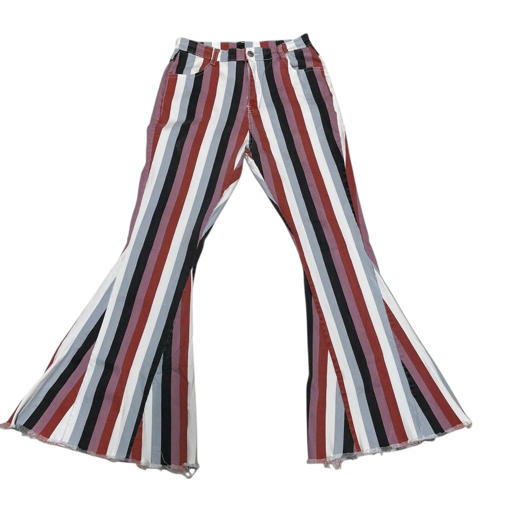 Flare Leg Striped Jeans Please see measurements in photos and description